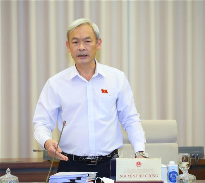 Trong ảnh: Chủ nhiệm Ủy ban Tài chính - Ngân sách của Quốc hội Nguyễn Phú Cường phát biểu. Ảnh: Nguyễn Điệp - TTXVN